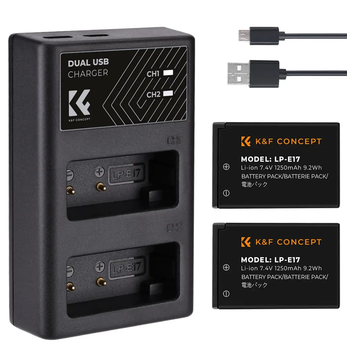 LP-E17 Battery 2 Pack and Charger for EOS RP, EOS M3, M5, M6 Mark II, 77D, 200D, 750D, 760D, 800D, 8000D (Micro USB Port,1250mAH) LP-E17 Battery 2 Pack and Charger for EOS RP, EOS M3, M5, M6 Mark II, 77D, 200D, 750D, 760D, 800D, 8000D (Micro USB Port,1250mAH)